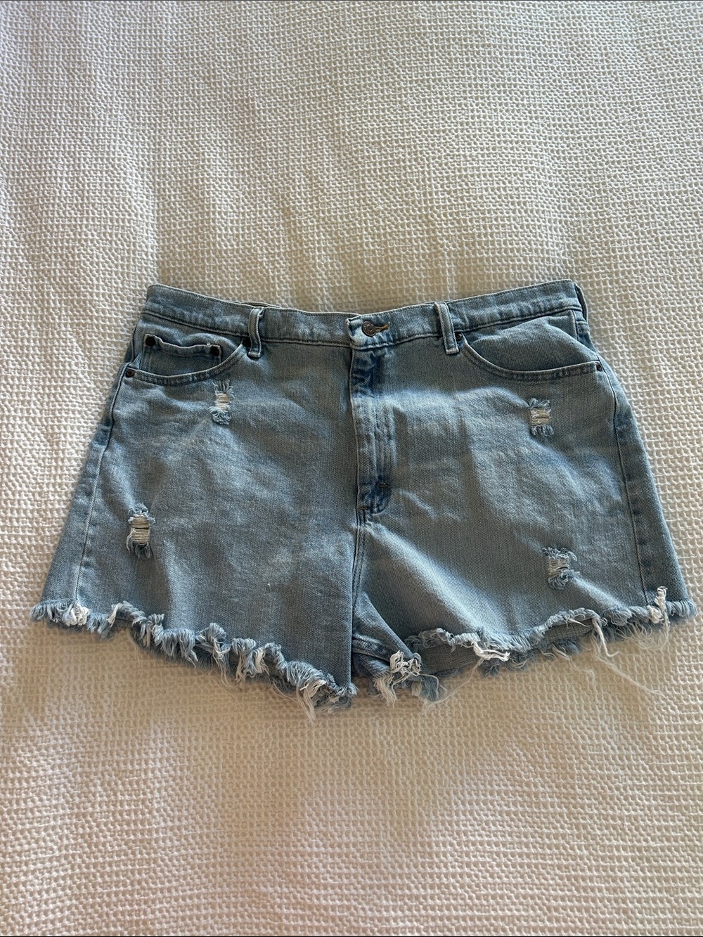 Wrangler Light Blue Distressed Denim Cutoff Shorts